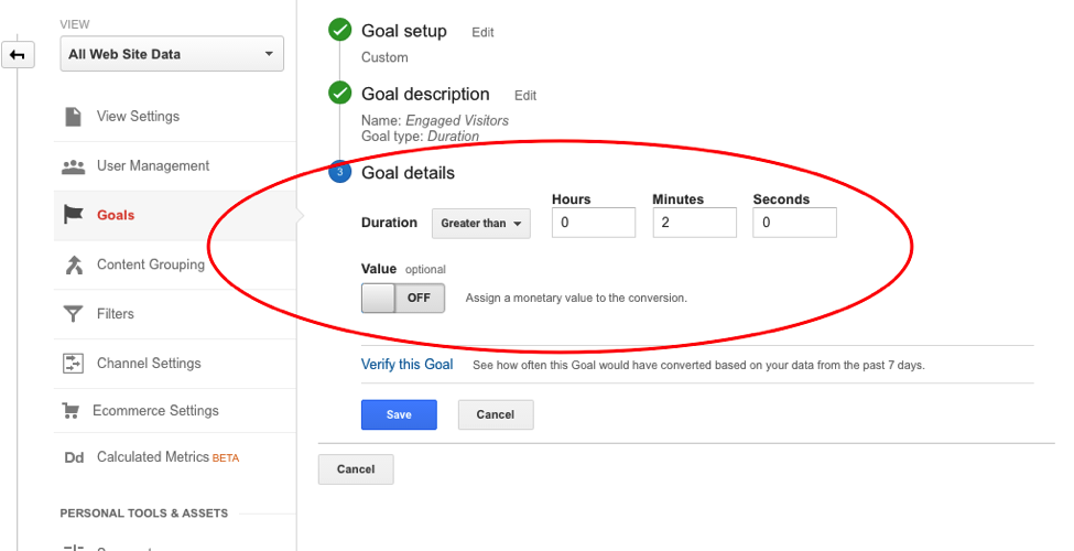 goals in google analytics