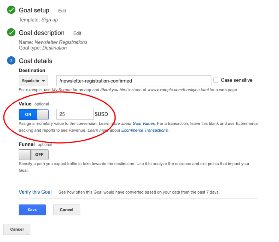 goals in google analytics