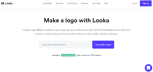 Looka website showing ratings as social proof